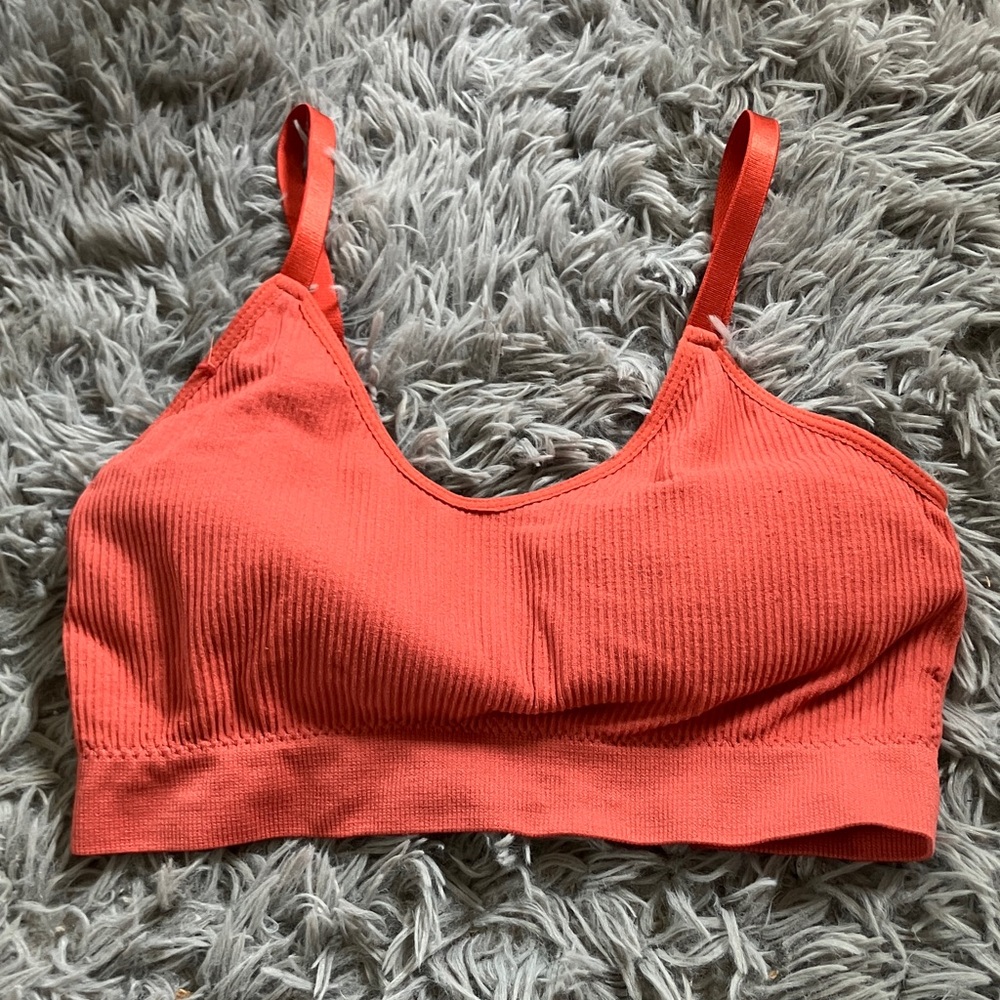 Angelina Coral Ribbed Top/ Bralette s/m